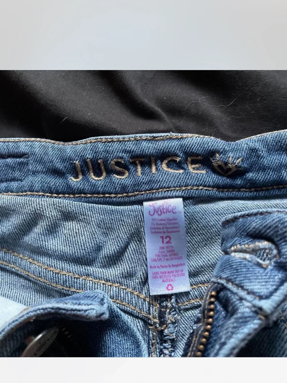 Justice Distressed Rolled-Hem Denim Shorts - Blue